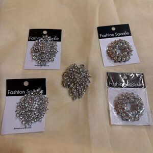 Unbranded Women's Silver and White Brooches Jewelry